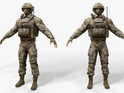Modern US Soldier Low-poly 3D model get