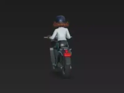 Young Woman Riding Motorcycle 3D Model 3D print model