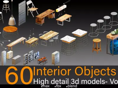 60 Interior Objects- Vol 04- High detail 3d models 3D model
