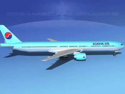 Boeing 777-300 Korean Airlines 3D model