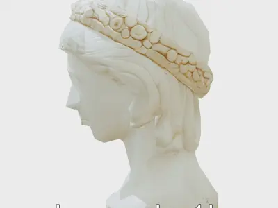 Roman Noble Bust with Ornamental Headband Low-poly 3D model