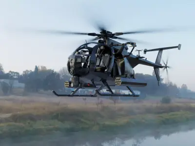 AH-6 Little Bird Rigged Low-poly 3D model