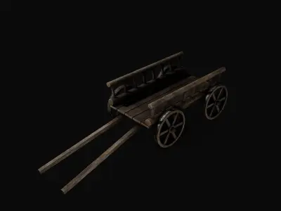 PBR Medieval cart Low-poly 3D model