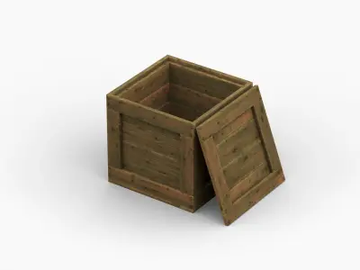 Wooden Cargo Crate Box Low-poly 3D model