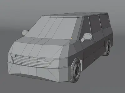 Low Poly Van nissan minivan Free low-poly 3D model