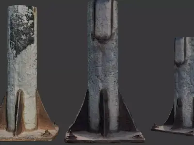 Old Industrial Concrete Support Column Low-poly 3D model