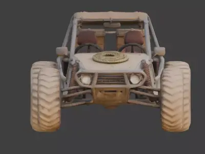 Post-Apocalyptic Desert Sand Buggy Low-poly 3D model