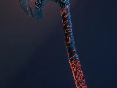 Demonic fantasy battle axe 4K Low-poly 3D model