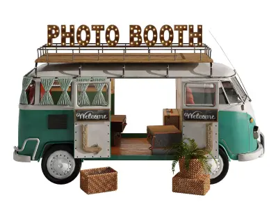 Realistic model of Food Truck Photo booth 3D model