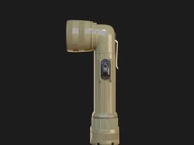 L shaped military flashlight Low-poly 3D model