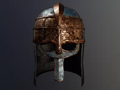 Scandinavian helmet of the Vendel era Low-poly 3D model