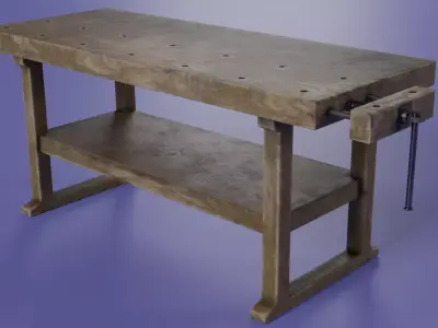 Workbench carpentry table Low-poly 3D model