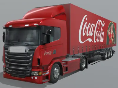 Truck with trailer CocaCola Livery Low-poly 3D model
