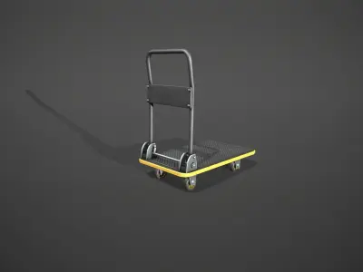 Folding Platform Truck - Trolley - Yellow Accents Low-poly 3D model
