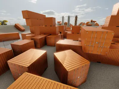 Warehouse-Container signal orange all Versions 3D Model Pack