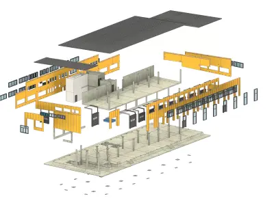 Sandwich Industrial Hall - Model making - G Gauge 3D print model