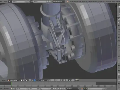 A320 Rear Landing gears Low-poly 3D model