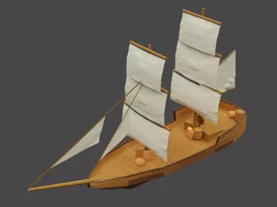 Polyart boat Low-poly 3D model