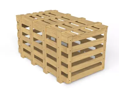 Wooden Frame Crate Low-poly 3D model