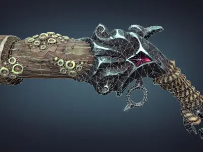 Octopus pistol Low-poly 3D model