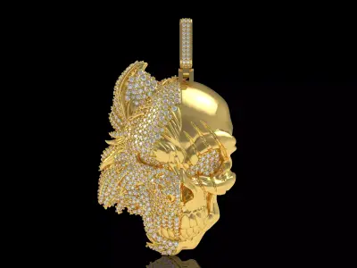 Skull Hip Hop Diamond Pendant 3D print model