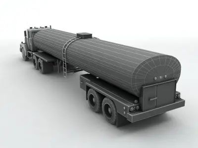 Semi Truck With Milk Tanker Trailer Low-poly 3D model