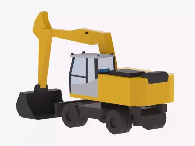 Excavator Construction Loader A920 Simplified Low-poly 3D model