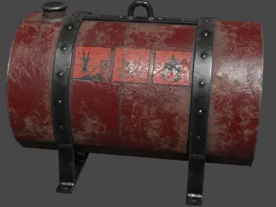100 Liter Gas Tank Red Low-poly 3D model