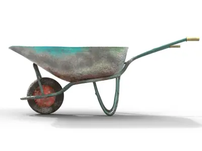 Realistic Used Ruined Wheelbarrow 3D model