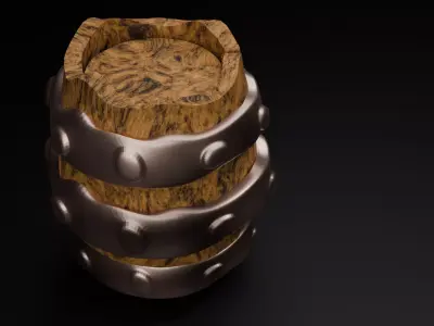 High poly Wooden Barrel 3D model