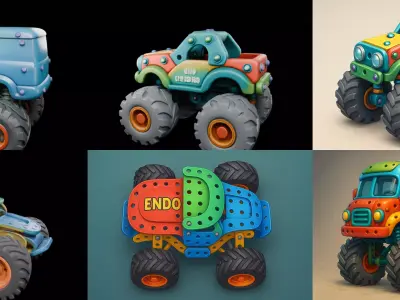 Monster Truck bundle 8 pack 100 glb 3D model