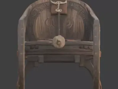Viking Wooden Sled 3D Model v02 Low-poly 3D model