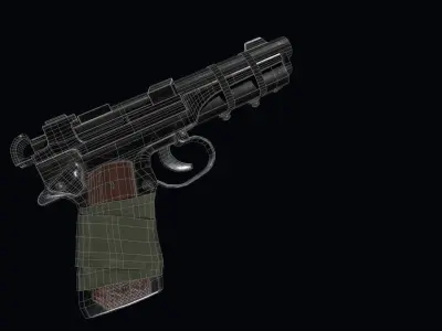 post apocalyptic 9mm pistol Low-poly 3D model