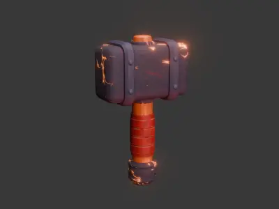 Fantasy Hammer Game Ready Low Poly 3D Model Low-poly 3D model