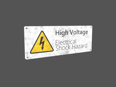High Voltage English Version Sign v1 002 Low-poly 3D model