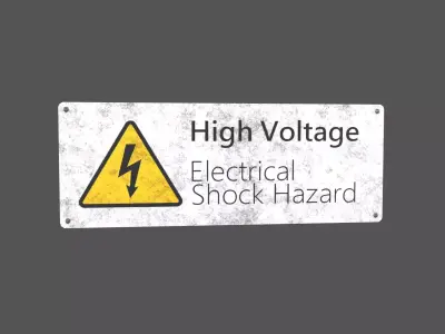 High Voltage English Version Sign v1 002 Low-poly 3D model