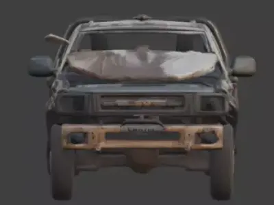 Wrecked Pickup Truck 3D Model Low-poly 3D model