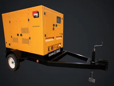 Generator electric on trailer Low-poly 3D model