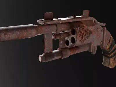Rusty Pipe Revolver  3D model