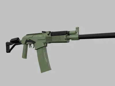 Assault rifle Low-poly 3D model 11