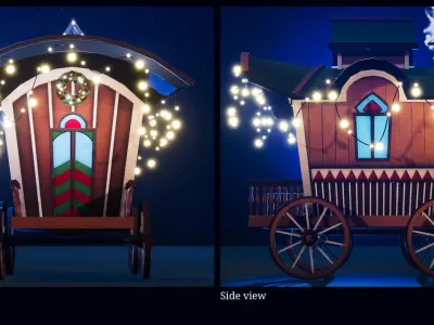 Christmas Trailer Low-poly 3D model
