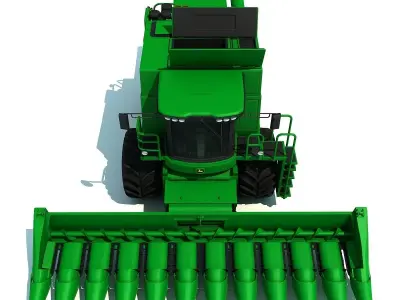 Green John Deere Combine V2 3D model