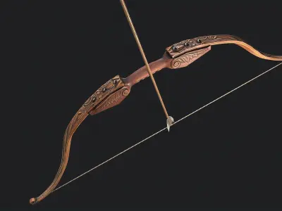 Medieval Bow Low-poly 3D model