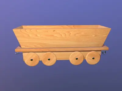 Wooden Toy Train - Container Wagon 002 Low-poly 3D model