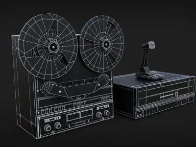 Tape and Deck recorder Low-poly 3D model