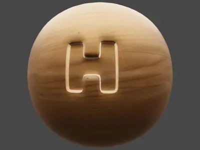 Ball and simple character in wooden material Low-poly 3D model