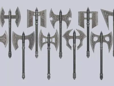 Fantasy axe collection 3D Model Pack