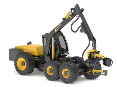 EcoLog 590G with EC 761 LF Harvester Heads 3D model