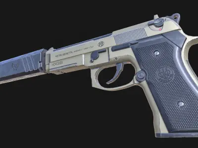Beretta 92 Handgun Pistol Low-poly 3D model