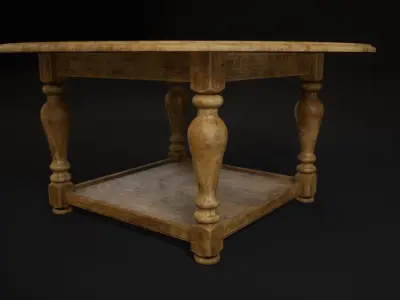 Wooden Coffee Table Low-poly 3D model